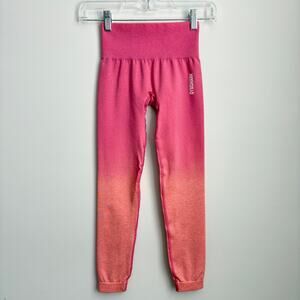 Gymshark High Waisted Pink and Orange Adapt Ombre Seamless Leggings